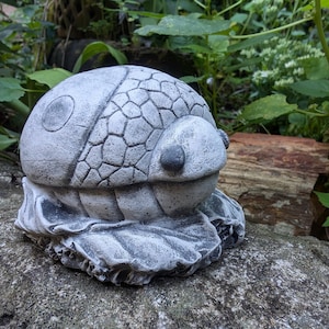 Handcrafted Concrete Ladybug Garden Statue – Durable, Rustic Stone Décor for Outdoor Spaces