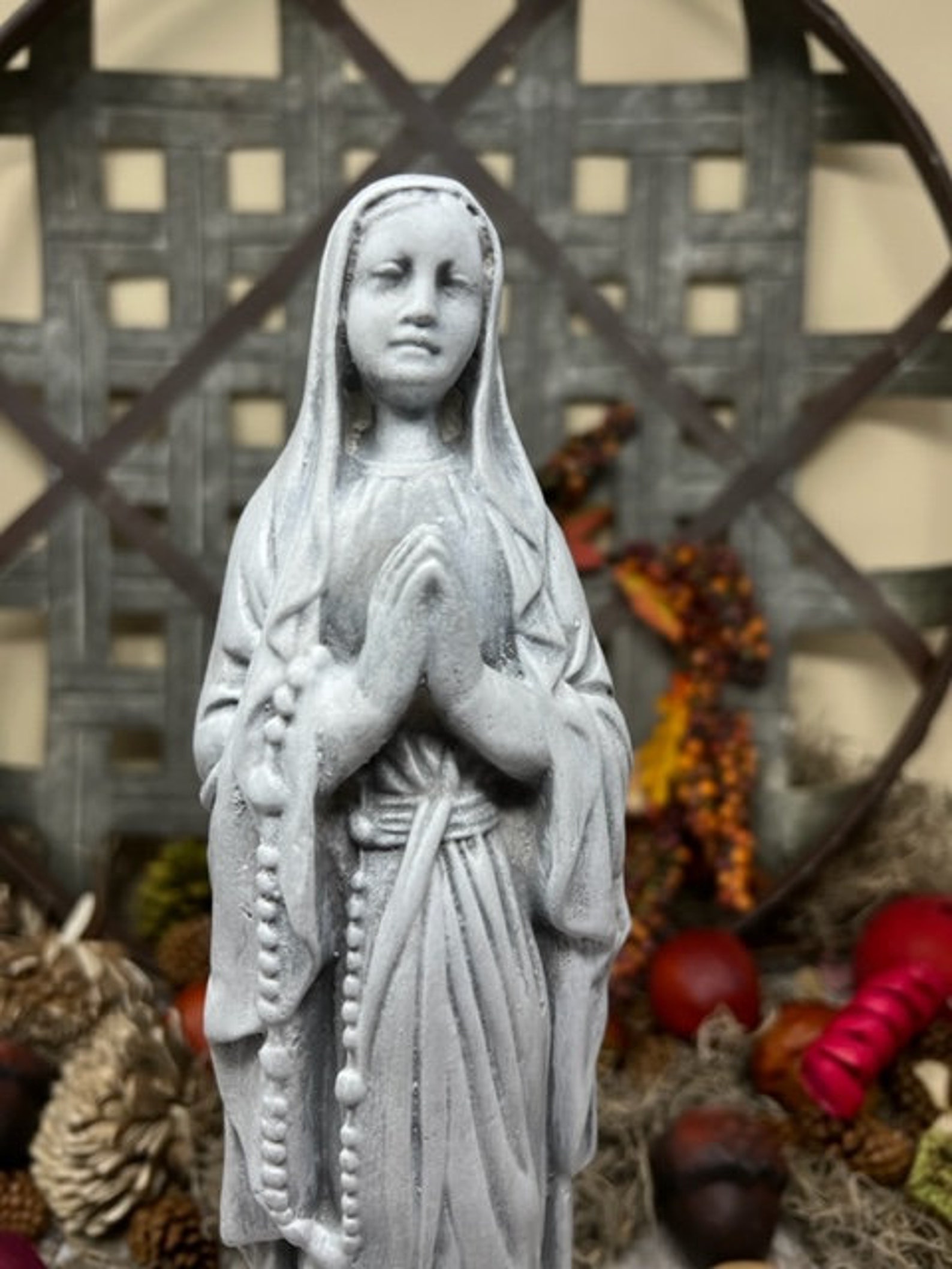 Mary Garden Statue Concrete Virgin Mary Small Statue Garden Etsy