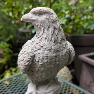 Handmade Concrete Hawk Garden Statue - Bird Lover Gift (12&quot; Tall)