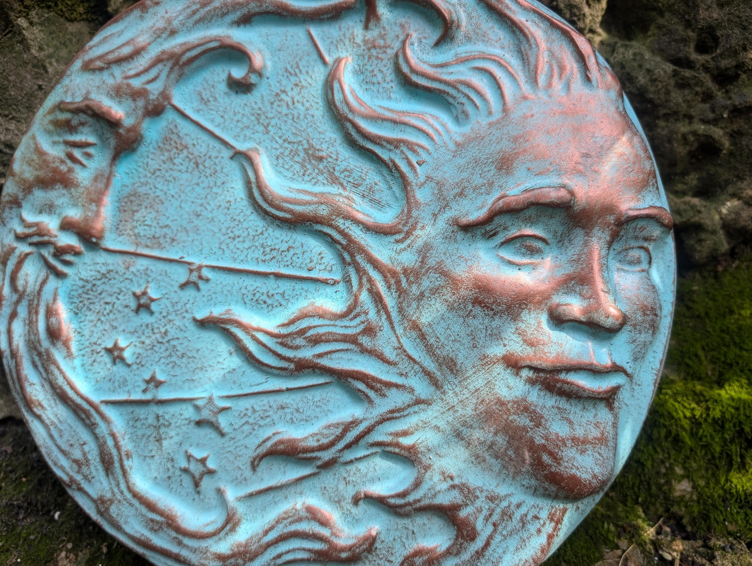 Concrete Sun and Moon Plaque: Copper Patina Celestial Wall Decor - Etsy