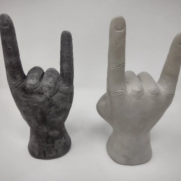 Concrete Hand, Rock Hand, Cement Love Hand Gesture, Industrial Music Gift Decor. Modern, Minimalist Urban Home Decor