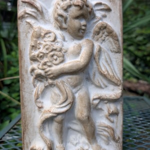 Ornate Concrete Angel Plaque: Wall Hanging, Garden Decor