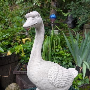 Porch Goose Garden Statue Natural Concrete - Concrete Animal Statue Perfect For Animal Lover Gift 19&quot; Large, American Dress up goose
