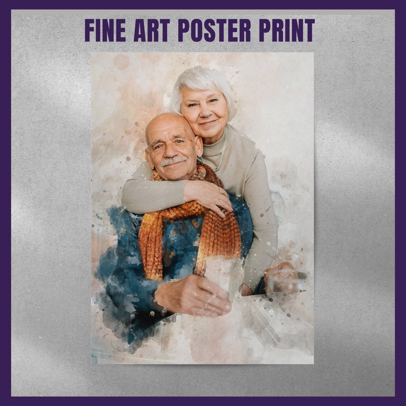 Custom Watercolor Wall Art Couples Photo Into Watercolor Etsy