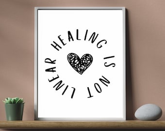 Healing Is Not Linear Art Print, Mental Health Decor (Digital Download)