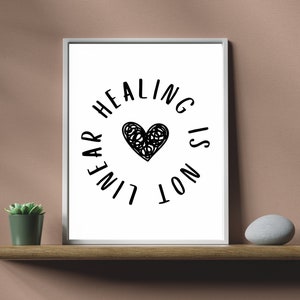 Healing is Not Linear Art Print, Mental Health Art, Printable, Therapist Gift, Social Worker Gift, Counselling Office Decor, healing art