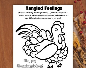 Thanksgiving Feelings Worksheet, Therapy Tool (Digital Download)