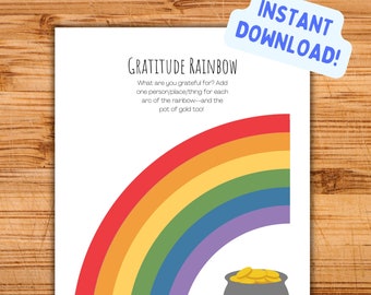 Gratitude Rainbow Worksheet, Weekly Journal for Kids (Digital Download)