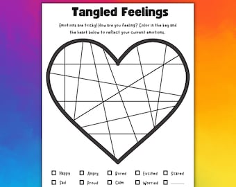 Kids Feelings Coloring Worksheet, Therapy Tool (Printable)