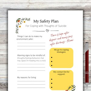 Safety Plan - Instant Download - Suicide Safety Plan - Crisis Intervention - Therapist Tool Template - Counselling Guide - Social Work