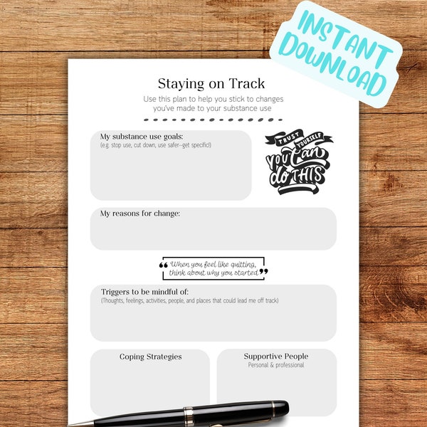 Relapse Prevention Plan - Instant Download - Substance Use - Crisis Intervention - Therapist Tool Template - Counselling Guide - Social Work