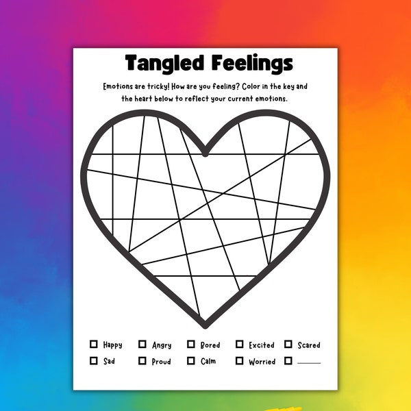 Kids Coloring Feelings Worksheet, Therapy Tool, Self-Help Resource, Printable, Teaching Emotions, Mental Wellness Tool, Social Work Print