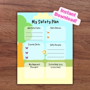 Safety Plan Kids & Teens, Crisis Intervention, Therapy Tools, Therapist Worksheet, Counsellor, CBT, Social Work, School Psychology, Teacher