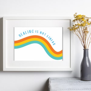 Healing is Not Linear Art Print, Mental Health Art, Printable, Therapist Gift, Social Worker Gift, Counselling Office Decor, healing art