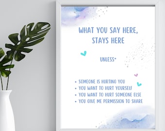 Therapy Confidentiality Sign, Counselor Office Decor (Printable)