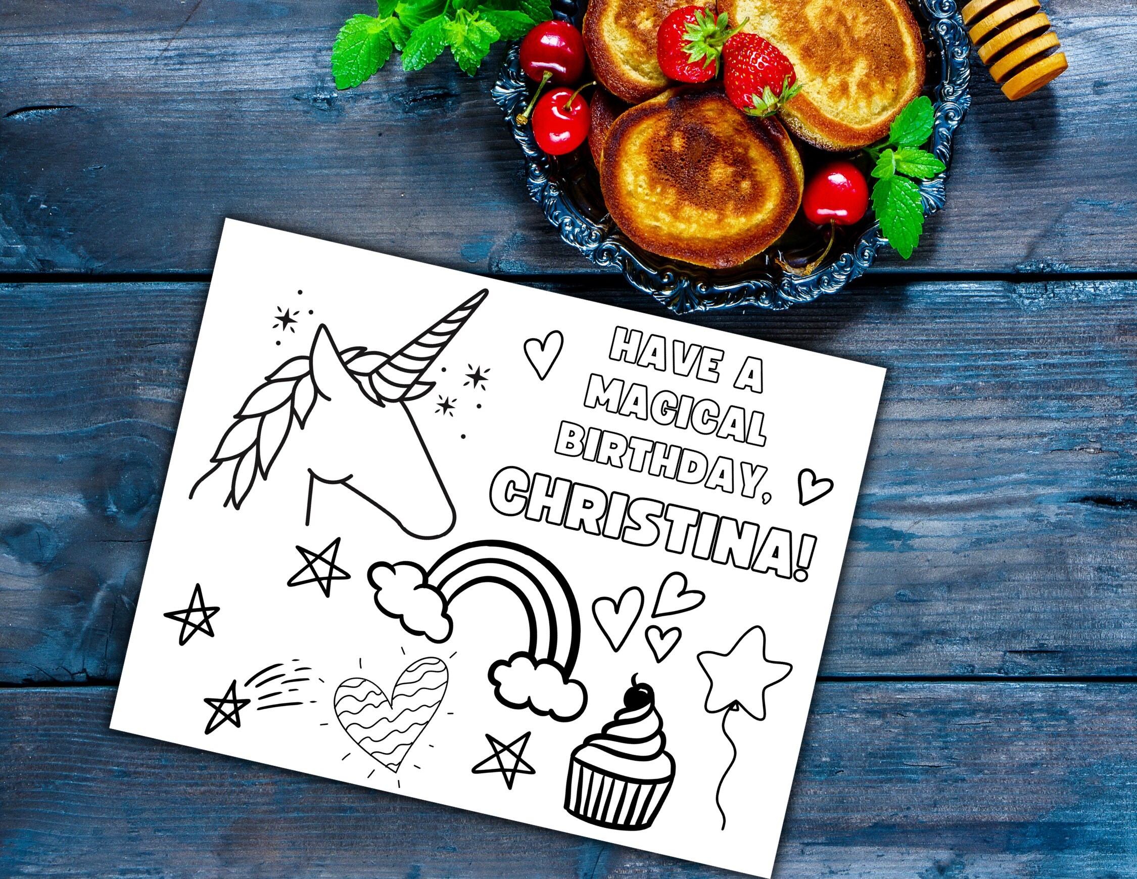 Personalized Birthday Coloring Page, Birthday Coloring Placemat, Kids ...
