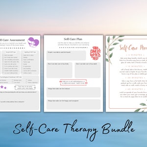 Self-Care Therapy Worksheet Bundle, Counselling Template, Positive Psychology, Anxiety Management Coping, Social Work Tools, self-assessment