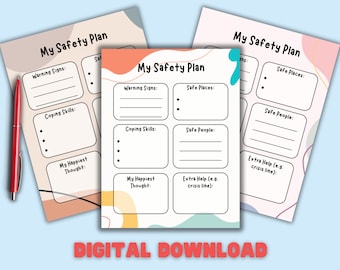Kids Safety Plan Template, Crisis Intervention Worksheet (Digital Download)