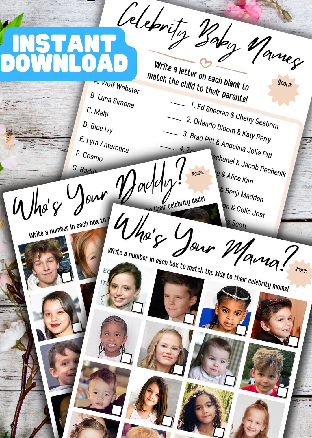 Celebrity Baby Shower Games Fun Modern Baby Shower & Party Etsy