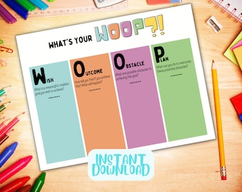 WOOP Goals Worksheet, Social-Emotional Learning (PDF)