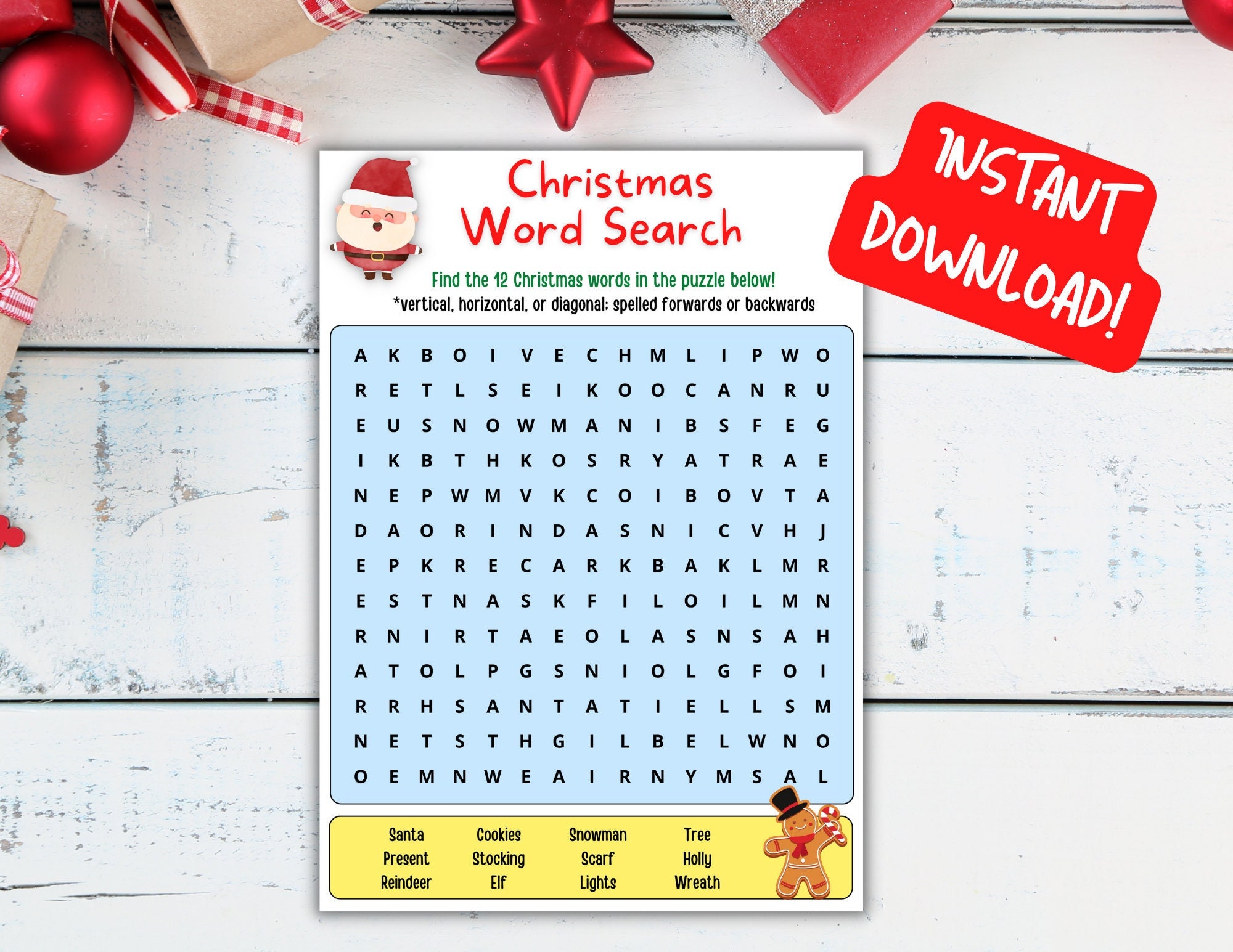 Christmas Word Search! Instant Download Printable, Teacher Tools ...