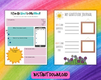 Self-Esteem Kids Worksheet, Gratitude Activity, Self-Compassion (Digital Download)