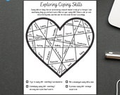 Coping Skills Coloring Worksheet, Therapy Self-Help Tool (Printable)