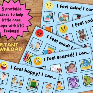 Cartes d'émotions pour les tout-petits et les jeunes enfants, outil visuel pour parentalité, produits à imprimer pour enfants, enseignement à domicile, coin calme, apprentissage émotionnel