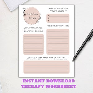 Self-Care Worksheet, Therapy Worksheet, Counselling Handout, Positive Psychology, Teens Therapist, Therapy Printable, Social Work Tools