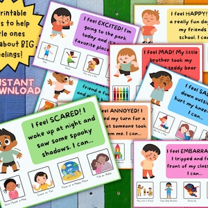 Cartões de enfrentamento de emoções para bebês e crianças pequenas, paternidade, ferramenta visual, planilha infantil, sentimentos, canto calmo, ferramentas para professores, escola