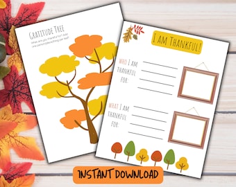 Gratitude Worksheet Duo, Fall Thanksgiving Activity (Digital Download)