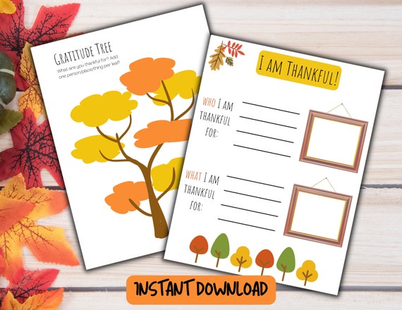 Gratitude Worksheet Duo, Fall Thanksgiving Activity (Digital Download)