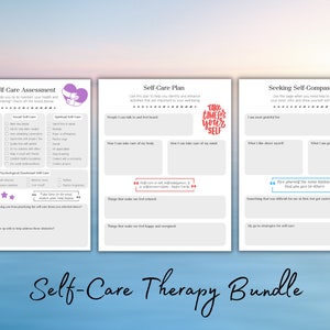 Self-Care Therapy Worksheet Bundle, Counselling Worksheet, Positive Psychology, Anxiety Management, Self-compassion, Social Work Tools
