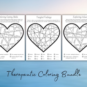 Values and Feelings Therapy Coloring Mandala Worksheet, Therapy Tool, Coping Skills, Counselling Worksheets, Social Work Printable Tools