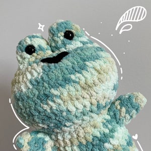 Crochet Large Teal-Green Frog Plushie