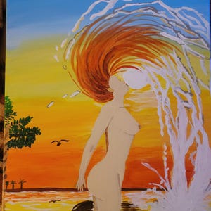Naked woman in naked beach