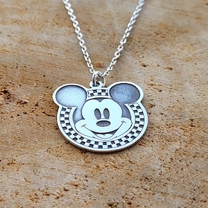 Micky Maus Silberkette - Niedliche Disney-Schmuck, Vintage Charakter Halskette, Geschenk für Kinder und Erwachsene