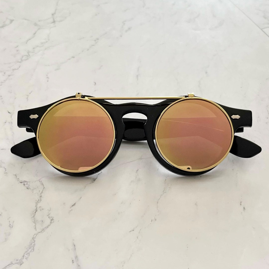 Pink Tinted Round Circle Sunglasses Men's Unisex Etsy