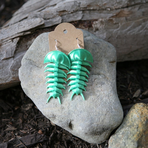 Silky Green trilobite Earrings