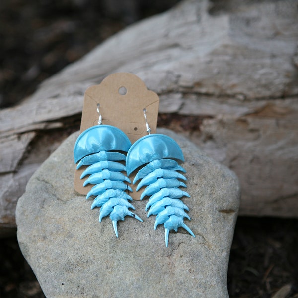 Silky Light Blue trilobite Earrings