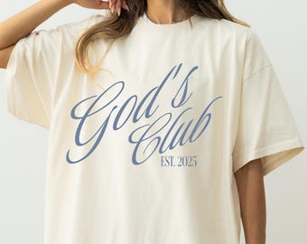Camiseta cristiana personalizada, Club de Dios con colores cómodos, camiseta cristiana, camiseta cristiana de moda, regalo de cumpleaños, camiseta estética de fe, regalo personalizado