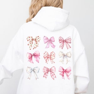 Coquette Bow Hoodie, Pink Ribbon Sweater, Girly Aesthetic Sweatshirt, Girls Bow Hoodie, Trendy Pink Bow Sweatshirt, Girls Coquette Gift