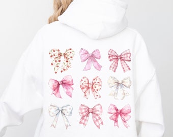Coquette Bow Hoodie, Pink Ribbon Sweater, Girly Aesthetic Sweatshirt, Girls Bow Hoodie, Trendy Pink Bow Sweatshirt, Girls Coquette Gift