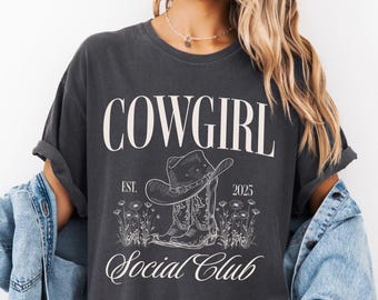 Cowgirl Trendy Shirt, Personalized Western Shirt, Comfort Colors, Western Aesthetic Shirt, Girls Cowgirl Tee, Cowgirl Boots Group Shirt