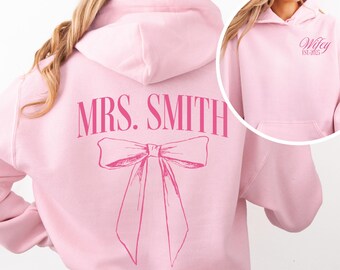 Custom Wifey Sweatshirt, Wifey Shirt, New Fiance Gift, Coquette Bride Hoodie, Cute Engagement Gift, Wife Hoodie, Custom Oversized Hoodie