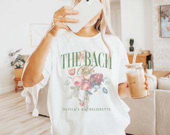 Camisa de viaje de despedida de soltera, camisa de viaje de Bach personalizada, camisa de dama de honor personalizada, camiseta linda de despedida de soltera, camisa de colores cómodos, camiseta de flores