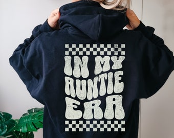 Retro Aunt Hoodie, Cute Aunt Sweatshirt, Auntie Gift, Trendy Hoodie, Sister Gift, Girls Plush Hoodie, Auntie Shirt, Pregnancy Announcement