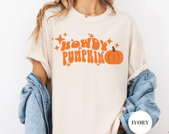 Western Fall T-Shirt, Comfort Colors Retro Design Shirt, Cute Pumpkin Shirt, Holiday Tee, Girls Fall Shirt, Funny Howdy Shirt,Cute Gift Idea