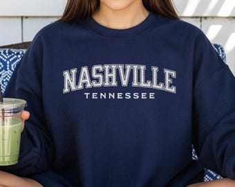 Nashville Tennessee Varsity Style Sweatshirt, Nashville Pullover, Tennessee Sweater, Bachelorette Trip Sweatshirt, Vintage Style Sweatshirt