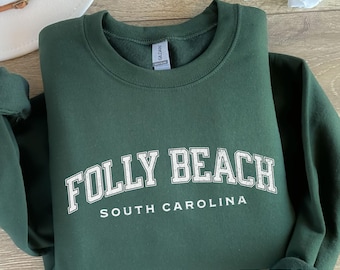 Folly Beach Sweatshirt, Charleston Pullover, Girls Crewneck Sweatshirt, Vintage Look Location Sweatshirt, South Carolina Shirt, Gift Idea